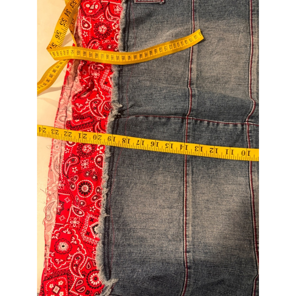 Crest Jeans Denim Skirt Bandana Ruffle Trim Size 19 20 - Picture 8 of 11